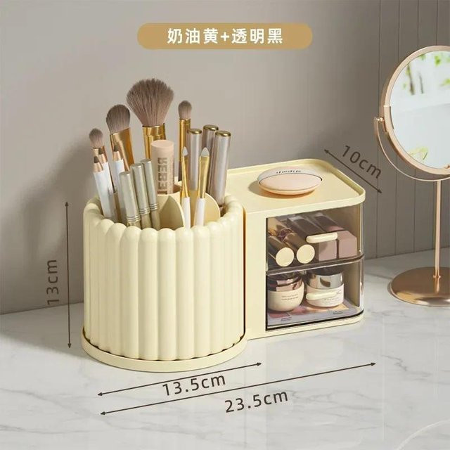 Lansoon Trade 2 in 1 Drehbarer 360 Grad Stifthalter und Kosmetik-Organizer in Gelb - Bild 1