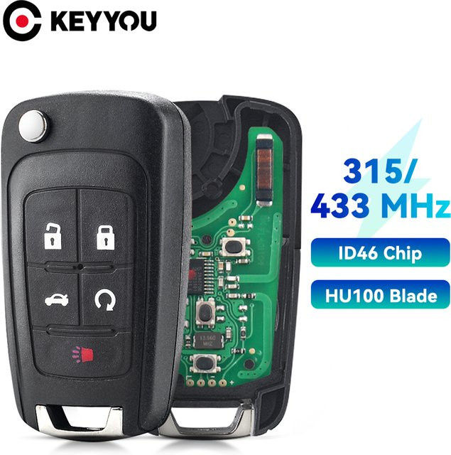 KEYYOU Auto Fernbedienung Schlüssel mit 5 Tasten für Chevrolet Cruze Aveo Epica Lova Camaro Impala Trax Orlando, Farbe: Schwarz - Bild 1