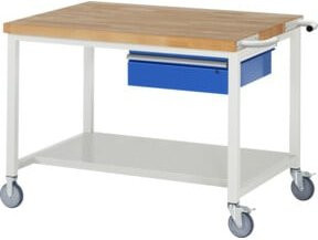 Rau Fahrbare Werkbank 8001 mit Ablageboden und Schublade, Grau/Mehrfarbig, B/T/H: 125 x 90 x 88 cm - Bild 1