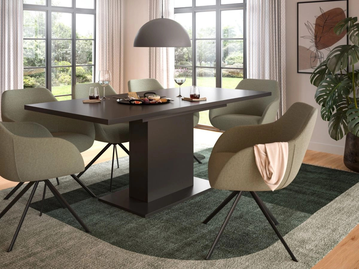 Inn.Furn Esstisch ausziehbar in Grau, moderner Küchentisch aus MDF und Metall, B/T/H: 150 x 90 x 76 cm (ausziehbar auf 190 cm) - Bild 4