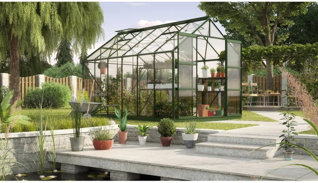 Vitavia Gewächshaus Uranus 9900 in Smaragdgrün mit Fundament, Sicherheitsglas und Aluminiumrahmen für die Pflanzenzucht von Kräutern und Gemüse, 9,9 m² - Bild 1