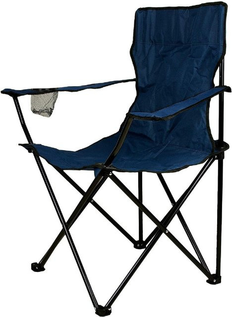 VCM Klappbarer Campingstuhl in Blau mit Armlehnen und Getränkehalter, H x B x T: 90 x 47 x 47 cm - Bild 1