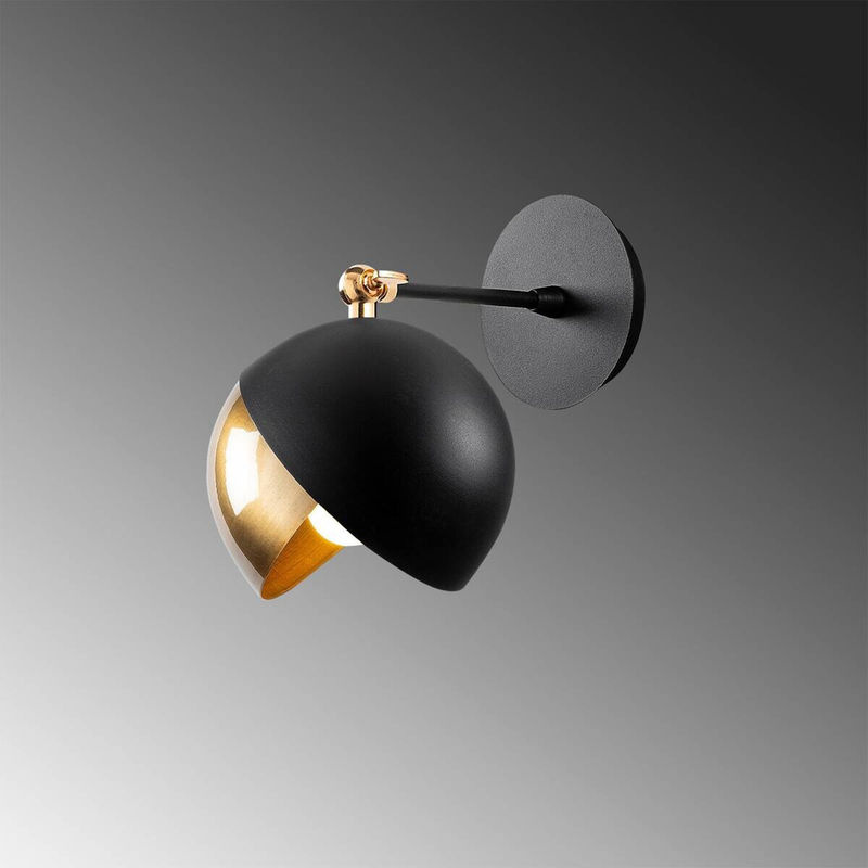 Opviq Wandleuchte Berceste aus Metall in Schwarz und Gold, E27, B/H/T: 26 x 25 x 26 cm - Bild 3