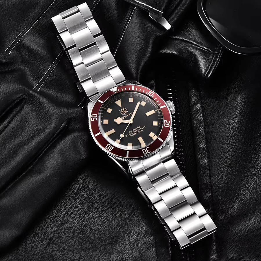BENYAR Armbanduhr, Automatik, Edelstahl, 42 mm, Herren, Schwarz, Silber - Bild 4