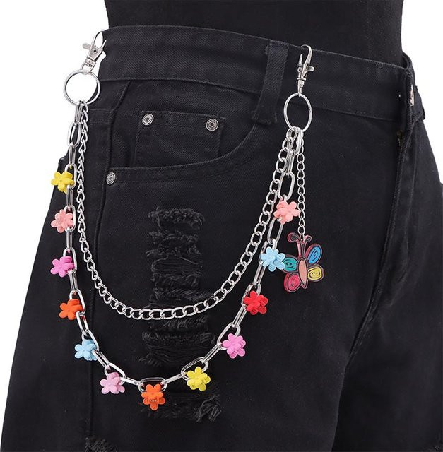 Jung Mansion Hosenkette Metall, Bunt, Blume Schmetterling, Unisex - Bild 1