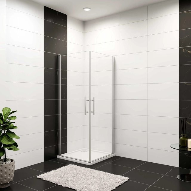 AICA Duschkabine Eckeinstieg mit Pendeltür aus 6mm ESG NANO Glas in Transparent/Silber, B: 90 cm, T: 70 cm, H: 185 cm - Bild 1