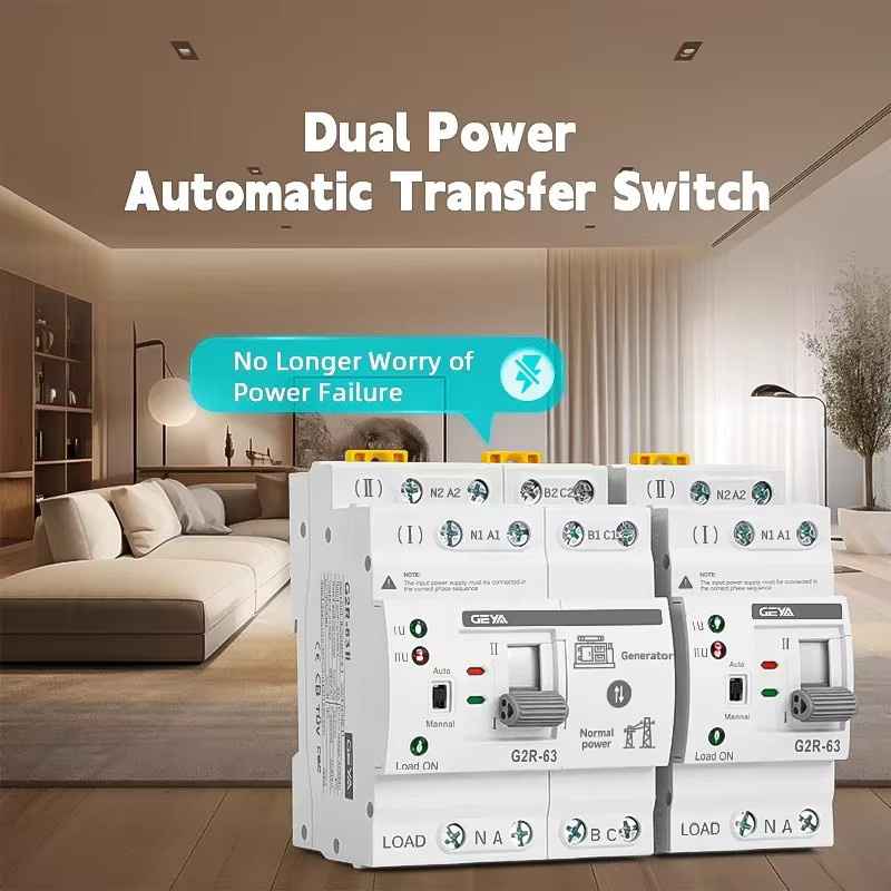 GEYA G2R Smart ATS Automatischer Transferschalter mit Spannungsschutz, Dual Power DIN-Schiene, 63A, 220V, Farbe: Weiß - Bild 2