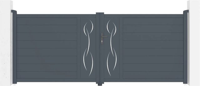 Casanoov Elektrisches Flügeltor Life aus Aluminium in Grau inklusive Drehtorantrieb Ranger B150, B/H: 355 x 145 cm - Bild 1