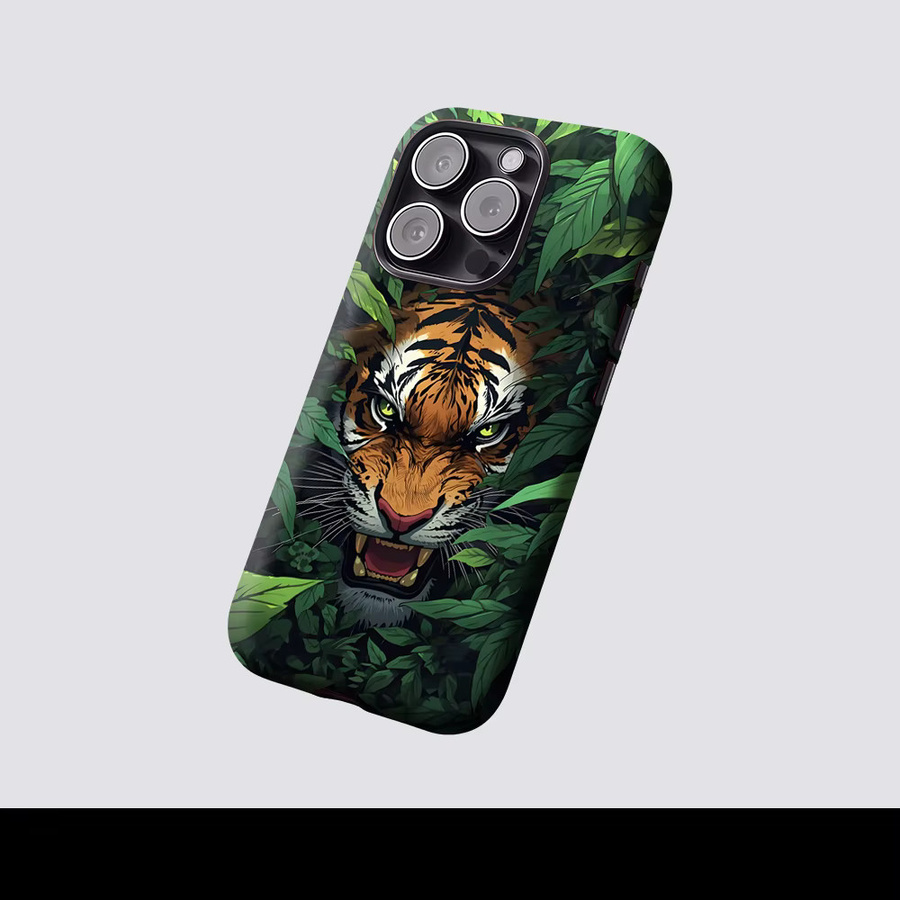 Potdemiel Magnetische Handyhülle Jungle Vortex Tiger für iPhone 17 16 15 14 13 Pro Max Plus, Mehrfarbig, Robuste Einzel- und Doppelschicht-Hülle - Bild 2
