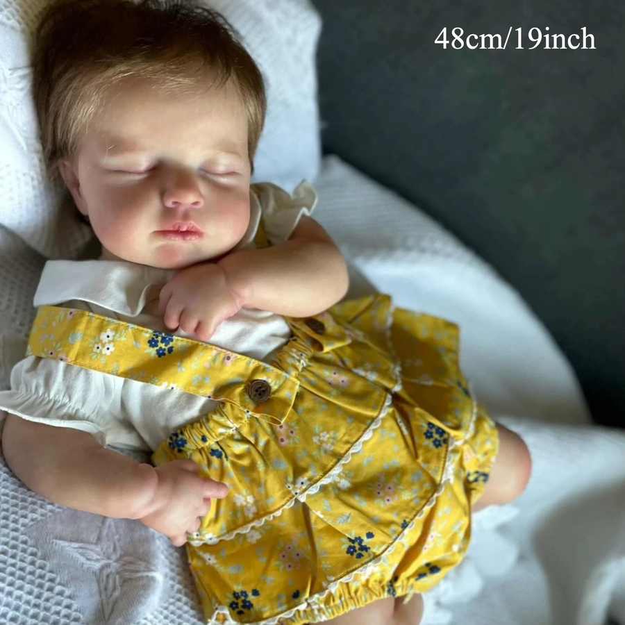 BZDOLL Schlafende Mädchenpuppe, Stoffkörper, 48cm - Bild 2
