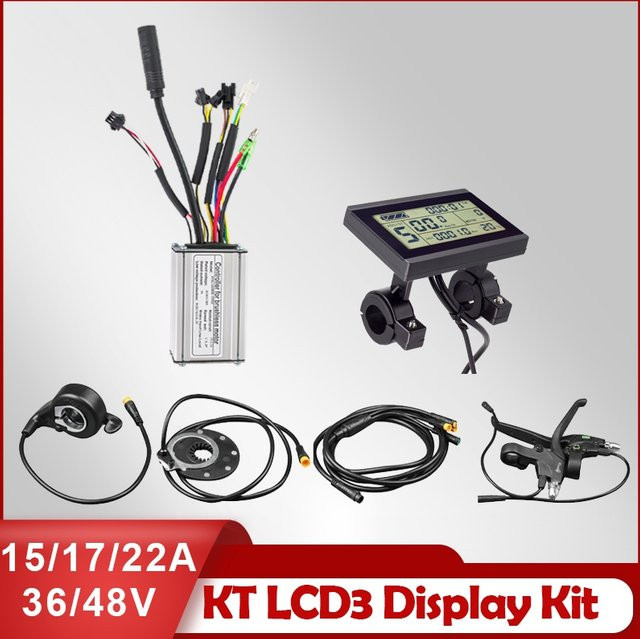 Kun Ray E-Bike Controller KT 15A 17A 22A mit LCD3 Anzeige, Sinuswellen-Steuerung für 36V und 48V - Bild 1