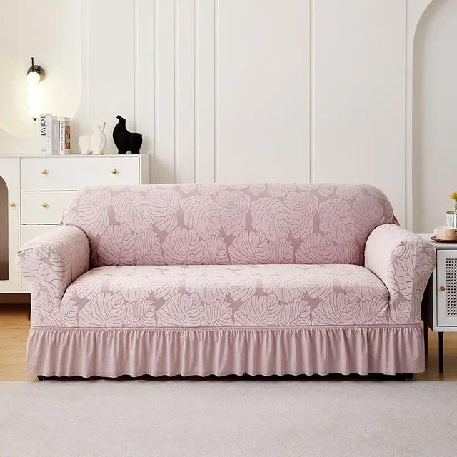 Elastischer Sofabezug von Yiran bag mit floralem Jacquard-Muster in Rosa für 1-Sitzer (Breite: 90-140 cm) - Bild 1