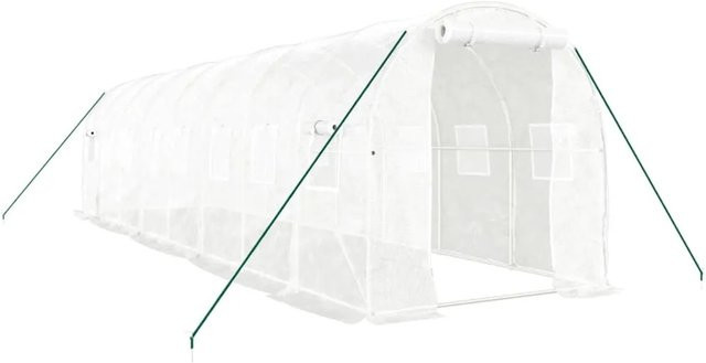 Furnicato Gewächshaus mit Stahlrahmen in Weiß, Fläche: 16 m², B/H/T: 8 x 2 x 2 m - Bild 1