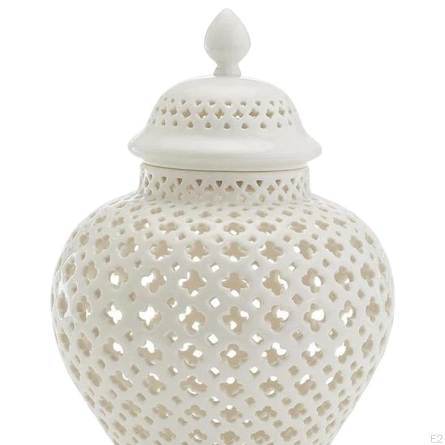 Keramik-Ingwerdose Dewdroop mit geschnitztem Gitter im Tempel-Design, Farbe: Weiß, Höhe: 16,0 cm, Breite: 16,0 cm, Tiefe: 28,0 cm - Bild 2