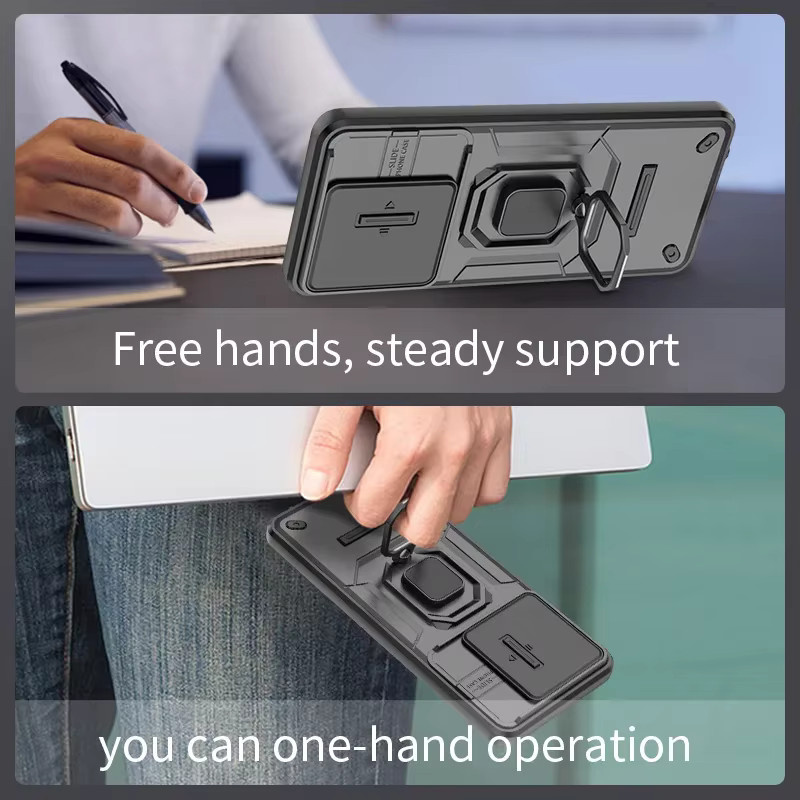 Robuste Schutzhülle für OPPO A40 4G A40M A60 A80 5G A3 Pro A3x mit magnetischem Ring und Standfunktion in Schwarz - Bild 3
