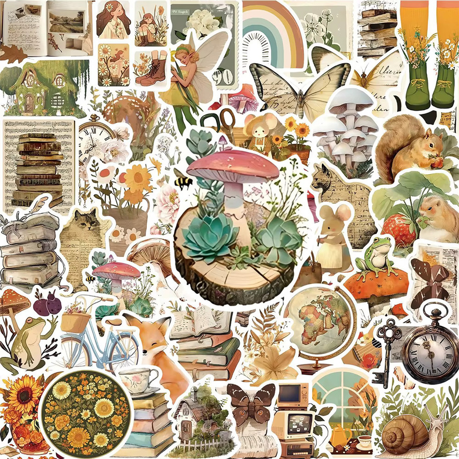 Rspctou Vintage Kunst Muster Tier Cartoon Aufkleber, multicolour - Bild 2