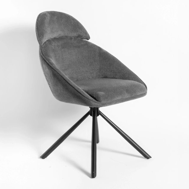 Bessagi Home Armlehnstuhl Maira Dunkelgrau Webstoff Drehbar Gepolstert - Bild 1