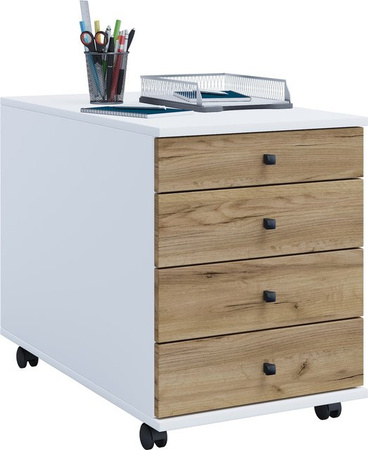 VCM Rollcontainer Lona Beistellcontainer mit Schubladen und Laufrollen in Holzstruktur-Nachbildung, H x B x T: 57 x 42 x 75 cm