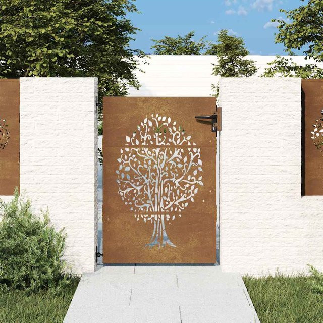 vidaXL Gartentor aus Cortenstahl mit Baum-Design in Braun, B: 85 cm, H: 150 cm - Bild 3