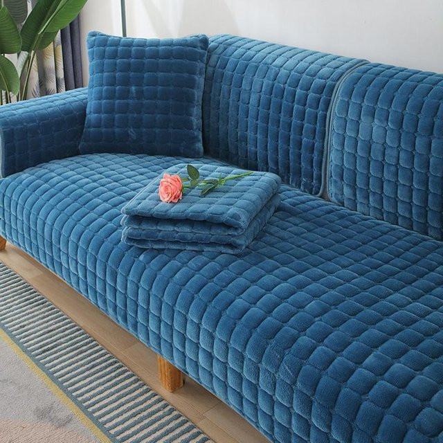 FebEr Sofa Kissenbezug aus Flanell in Blau, rutschfest und modern, B/T: 90 x 70 cm - Bild 1