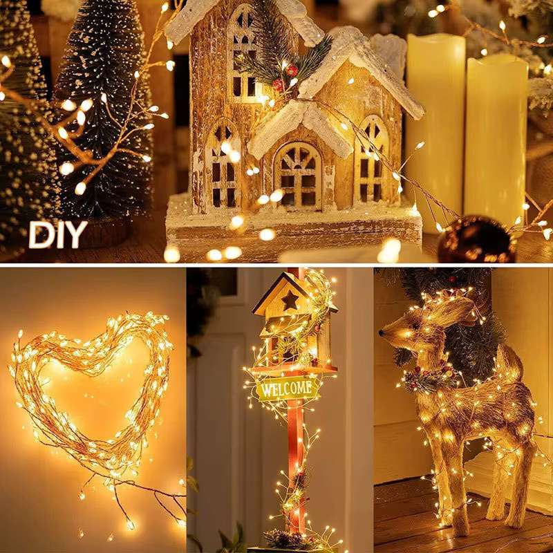IEEYEEY LED Feuerwerkskörper Lichterkette mit Fernbedienung und USB-Anschluss in Warmweiß für Hochzeit, Party und Weihnachtsdekoration - Bild 4