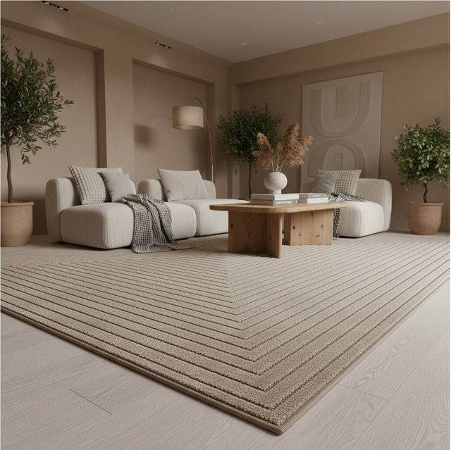 Outdoor Teppich ENGADIN von Kadima Design in Beige im Skandi-Stil mit 3D-Design aus Polypropylen, B/T: 80 x 250 cm - Bild 1