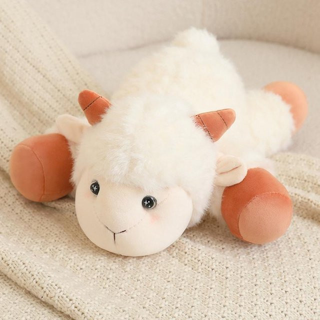 Yiran toy Niedliches liegendes Schaf, Plüschtier, Grau, Weiß, Braun - Bild 1