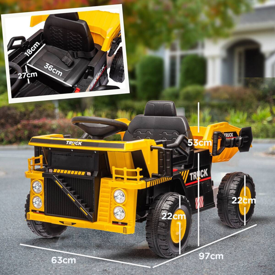 AIYAPLAY Elektrischer Traktor Kinder-Elektroauto mit Schaufel Gelb 3-5 Jahre - Bild 6