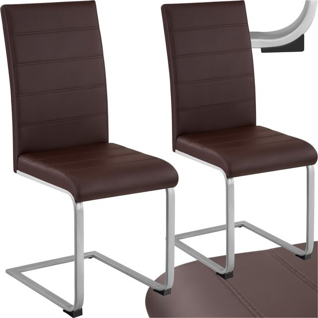 tectake Set Schwingstühle Bettina aus Kunstleder in Braun mit Stahlgestell B: 41 cm, T: 52 cm, H: 99 cm - Bild 1