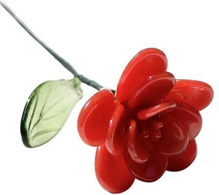 Bluelans Handgefertigte Glasblume in Rot mit Drahtstiel aus Glas und Metall - Bild 1