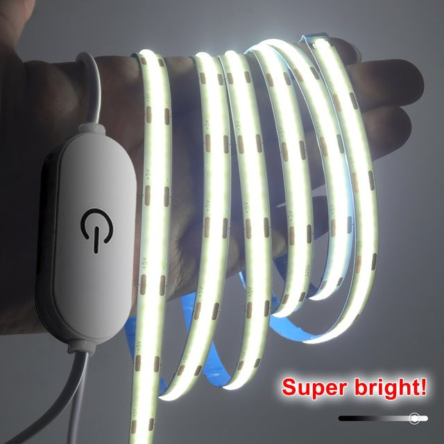GAHADA LED COB Streifen Licht mit Touch Dimmer, USB 5V, Weiß, Flexible Lineare Beleuchtung für TV Hintergrundbeleuchtung und Wand Dekoration - Bild 1