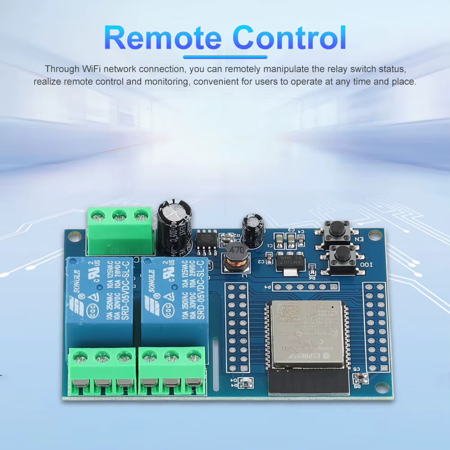 VAKIND ESP32 Relaismodul mit 1/2/8 Kanälen, DC 5-30/60V, WiFi und Bluetooth in Blau - Bild 2