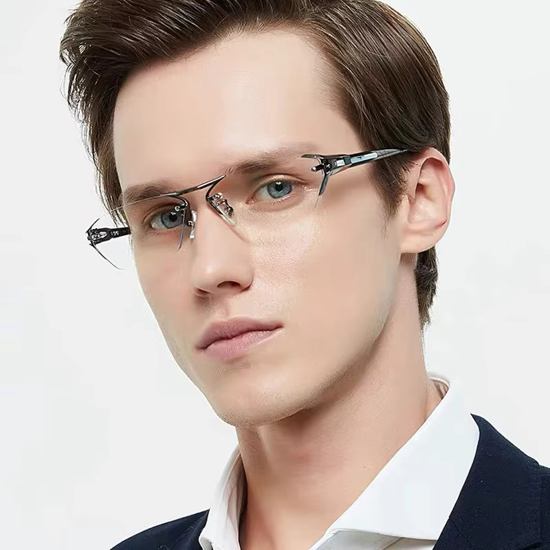 YIHESH Korrektionsbrille, randlos, rechteckig, Metall, Männer - Bild 2