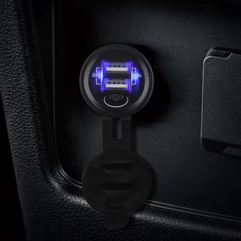 Wasserdichtes Dual USB Auto Ladegerät für 12V-24V Zigarettenanzünder in Schwarz - Bild 5