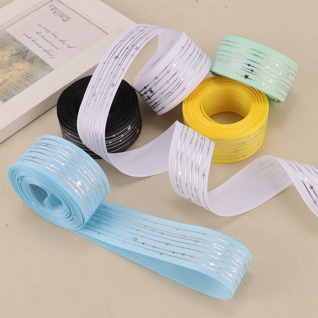 OEMOO Thermobelband mit silbernem Stern, gerippt, mehrfarbig, Breite: 2,5 cm, Länge: 4,57 m - Bild 1