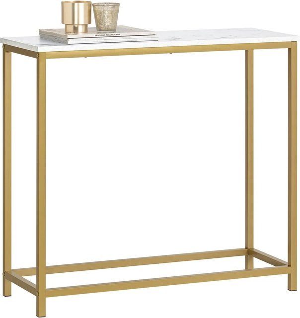 SoBuy Konsolentisch FSB29-G in Gold mit Marmoroptik, Beistelltisch und Dekotisch, B/T/H: 80 x 30 x 75 cm - Bild 1