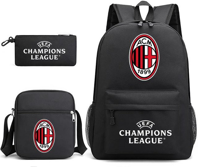 3-teiliges Schulrucksack-Set in Schwarz aus Oxford-Stoff mit großem Fassungsvermögen inklusive Federmäppchen und Schultergurt - Bild 1