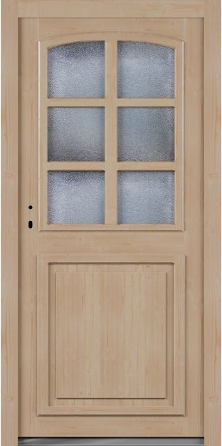 Roro Nebeneingangstür OHE 1006 Fichte mit Glaseinsatz, Farbe Braun/Beige, B: 98 cm, H: 198 cm, DIN Links - Bild 1