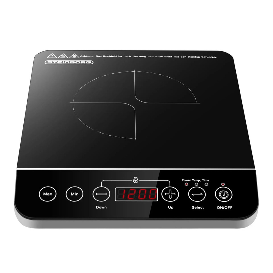 Steinborg SB-2190 Einzelne Induktionskochplatte in Schwarz mit Automatikprogrammen, 2000W, Digitaldisplay und Timer, B/T/H: 28,5 x 28,5 x 6,5 cm - Bild 2