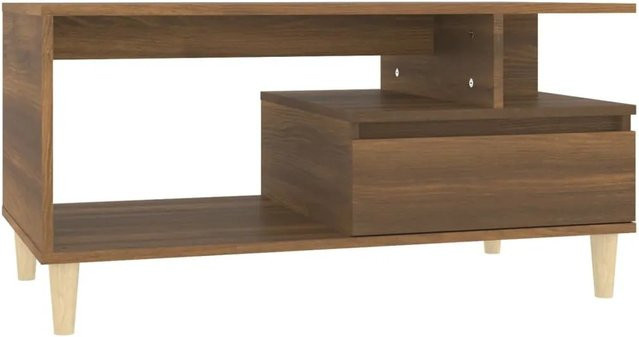 vidaXL Couchtisch in Braun aus Holzwerkstoff und Eukalyptus-Massivholz, B/T/H: 90 x 49 x 45 cm - Bild 1