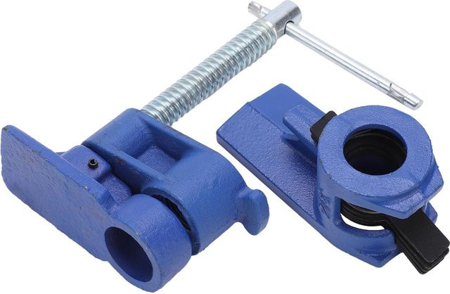 MultiClutch Holzklebe-Rohrschellen-Set aus Temperguss mit Schnellverschluss in Blau - Bild 1