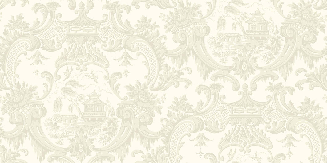 Cole & Son Tapete Chippendale China in Ivory mit floralem Orient-Muster, Farbe: Beige/Weiß, Vlies-Tapete - Bild 1