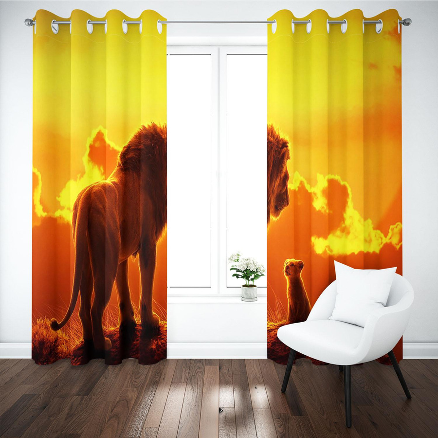 König der Löwen Verdunkelungsvorhänge aus 100% Polyester mit Grafikdesign, Breite: 100 cm, Höhe: 140 cm - Bild 1