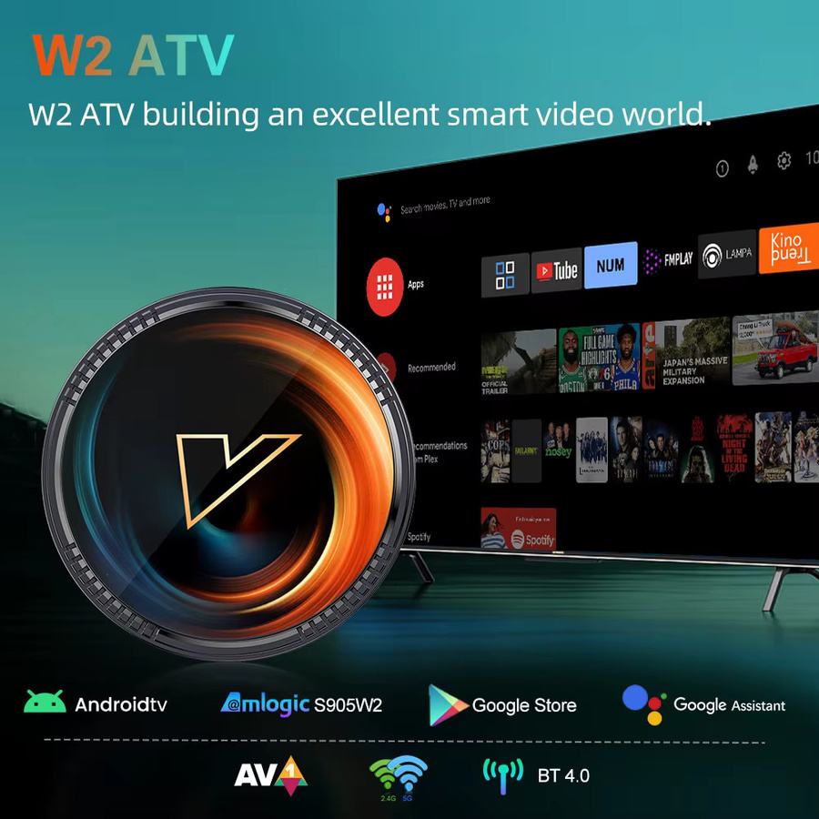 VONTAR W2 Smart TV Box Android 11 Media Streamer mit Amlogic S905W2, 4K UHD, AV1, Dual-Band Wi-Fi und Bluetooth, Schwarz - Bild 2