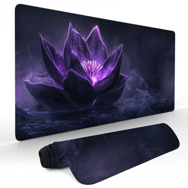 Verena Gaming-Mauspad Lila Fantasy Lotus Schreibtischunterlage mit genähtem Rand B/B/H: 90 x 40 x 0,2 cm - Bild 1