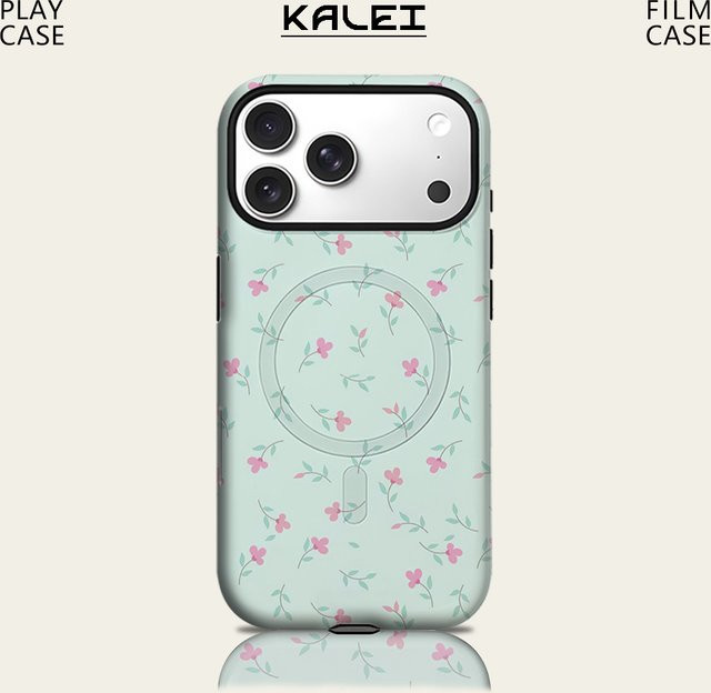 Potdemiel Handyhülle mit Blüten-Design in Pink und Multicolour für iPhone 17 16 15 14 13 Pro Max Plus, robuste magnetische Einzel- und Doppelschicht-Schutzhülle - Bild 1
