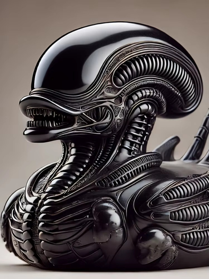 Alien-Ente Harzstatue als böses Ornament in Schwarz für das Auto-Armaturenbrett oder den Schreibtisch - Bild 4