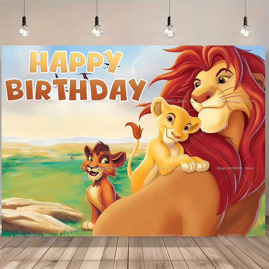 Beast Kingdom Der König der Löwen Simba Cartoon-Hintergrund mit Wilden Dschungeltieren als Partydekoration für Kindergeburtstage und Babypartys, Mehrfarbig - Bild 2