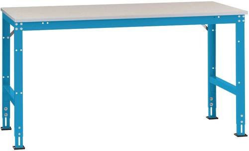 Manuflex AU6044.5012 Arbeits-Anbautisch Universal Standard mit Blechbelagplatte, Licht-Blau, B/T/H: 150 x 60 x 76-87 cm - Bild 1