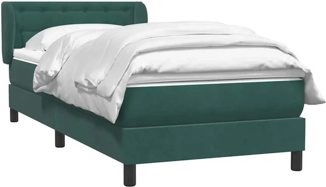 vidaXL Boxspringbett mit Matratze Dunkelgrün aus Samt, B/T/H: 80 x 220 x 83 cm - Bild 1